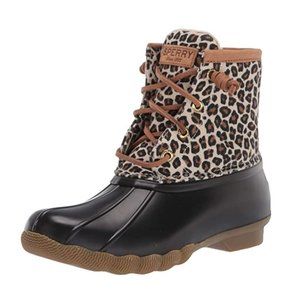NEW Women's 8.5 Sperry Saltwater Snow Duck Boot - Leopard Cheetah